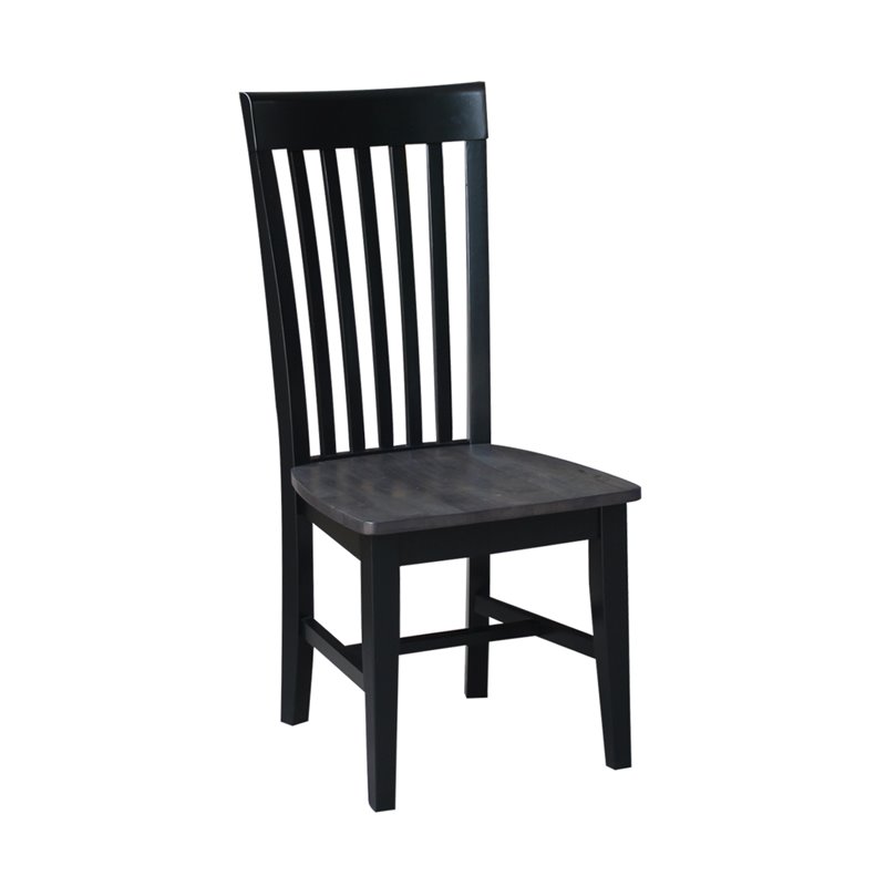Set of Two Cosmo Tall Solid Wood Mission Chairs in Coal Black/Washed Black