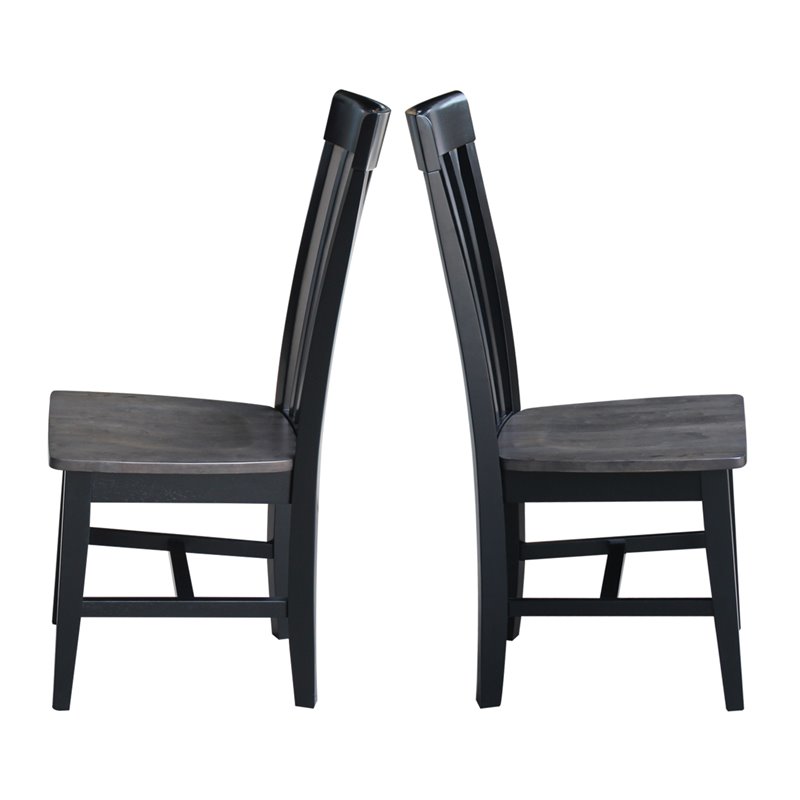 Set of Two Cosmo Tall Solid Wood Mission Chairs in Coal Black/Washed Black