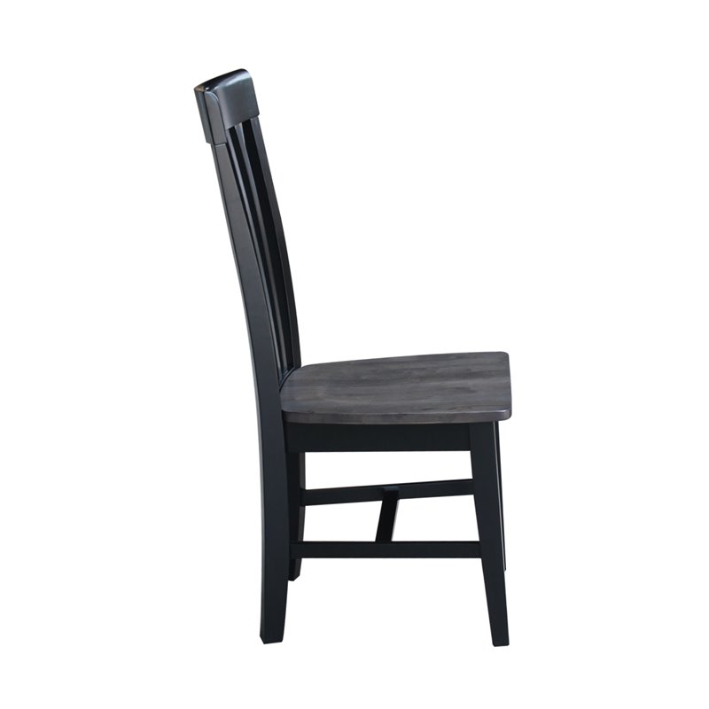 Set of Two Cosmo Tall Solid Wood Mission Chairs in Coal Black/Washed Black