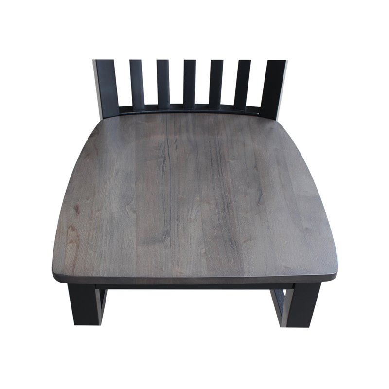 Set of Two Cosmo Tall Solid Wood Mission Chairs in Coal Black/Washed Black