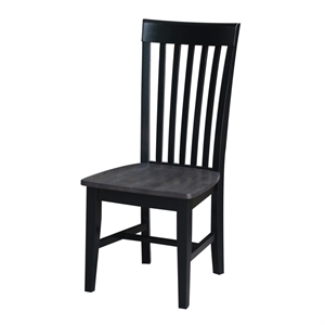 Set of Two Cosmo Tall Solid Wood Mission Chairs in Coal Black/Washed Black