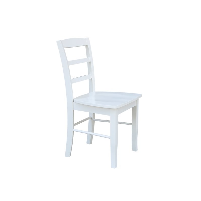 Set of Two Madrid Solid Wood Ladderback Chairs in White