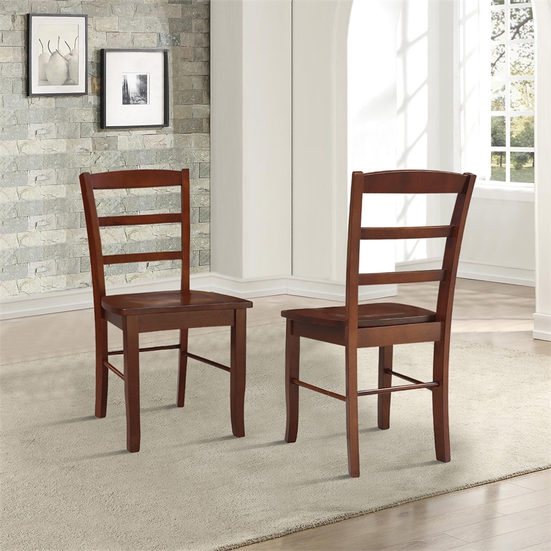 Set of Two Solid Wood Madrid Ladderback Chairs in Espresso