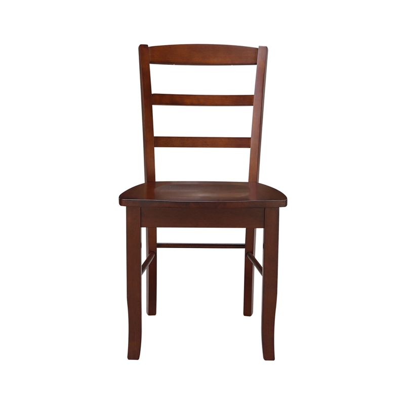 Set of Two Solid Wood Madrid Ladderback Chairs in Espresso