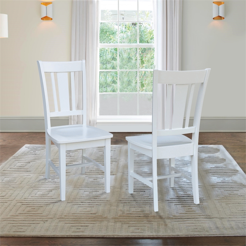 International Concepts Set of Two San Remo Solid Wood Splatback Chairs in White