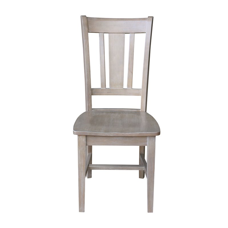 Set of Two San Remo Solid Wood Splatback Chairs in Washed Gray Taupe