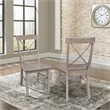 Set of Two X-Back Chairs  with Solid Wood Seats in Washed Gray Taupe