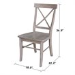 Set of Two X-Back Chairs  with Solid Wood Seats in Washed Gray Taupe