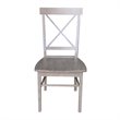 Set of Two X-Back Chairs  with Solid Wood Seats in Washed Gray Taupe