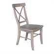 Set of Two X-Back Chairs  with Solid Wood Seats in Washed Gray Taupe