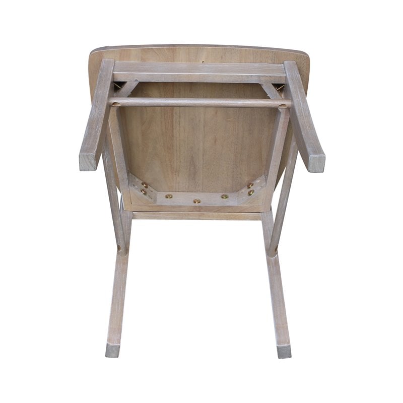 Set of Two X-Back Chairs  with Solid Wood Seats in Washed Gray Taupe