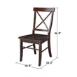 Set of Two X-Back Chairs with Solid Wood Seats in Rich Mocha