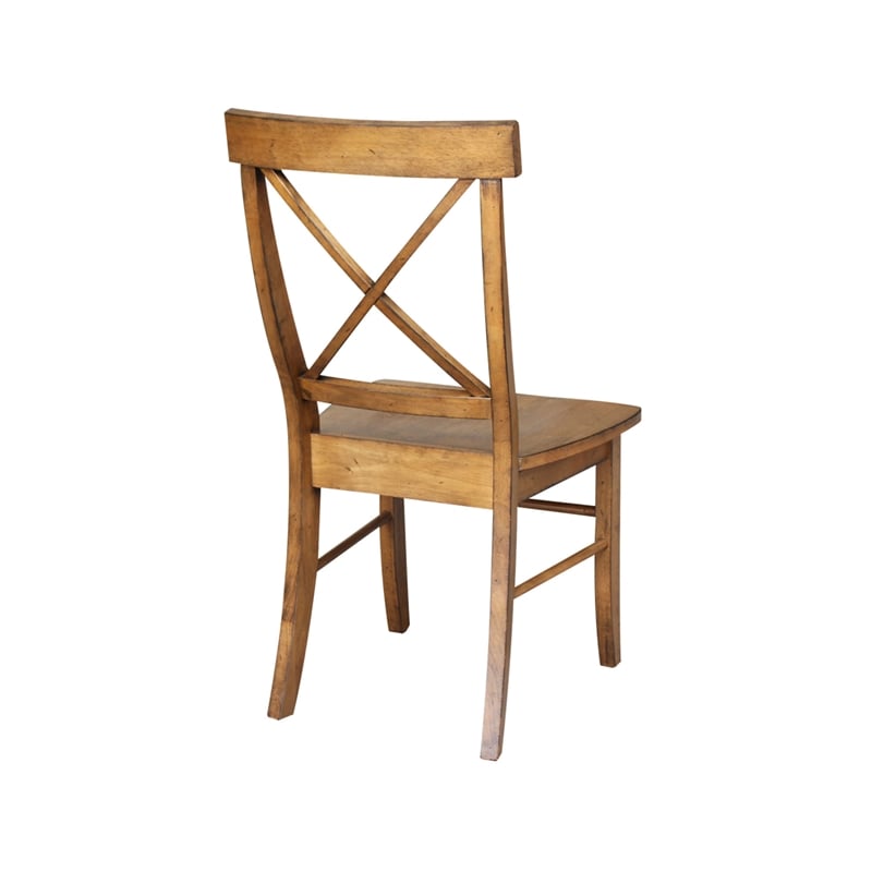 International Concepts Set of Two X-Back Chairs  with Solid Wood Seats in Pecan