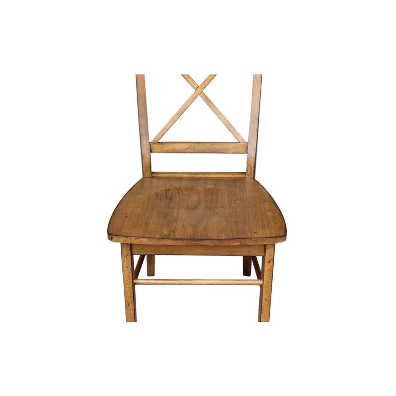 International Concepts Set of Two X-Back Chairs  with Solid Wood Seats in Pecan