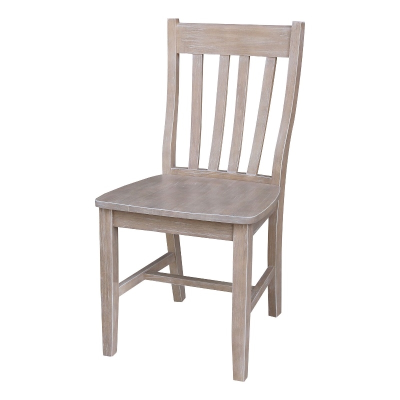 International Concepts Solid Wood Cafe Chairs in Washed Gray Taupe - Set of 2