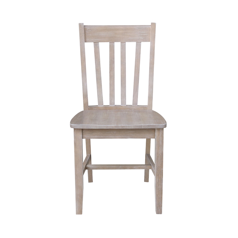 International Concepts Solid Wood Cafe Chairs in Washed Gray Taupe - Set of 2