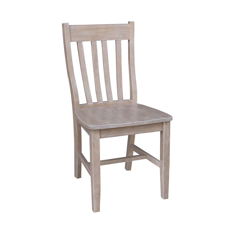 International Concepts Solid Wood Cafe Chairs in Washed Gray Taupe - Set of 2