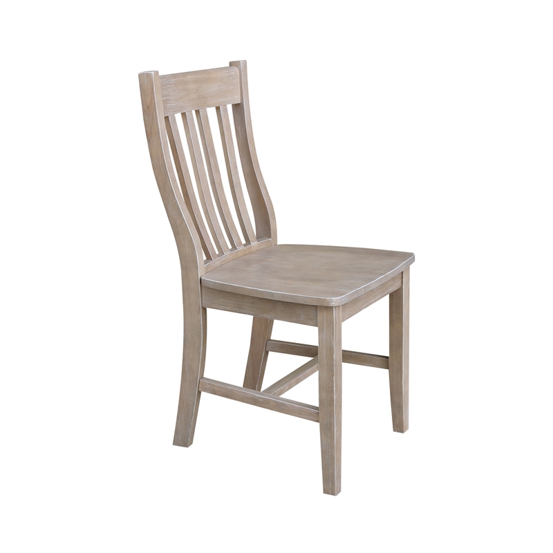 International Concepts Solid Wood Cafe Chairs in Washed Gray Taupe - Set of 2
