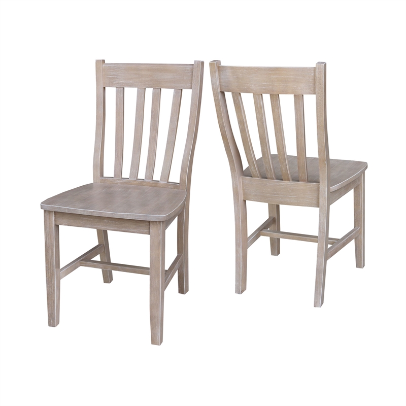 International Concepts Solid Wood Cafe Chairs in Washed Gray Taupe - Set of 2