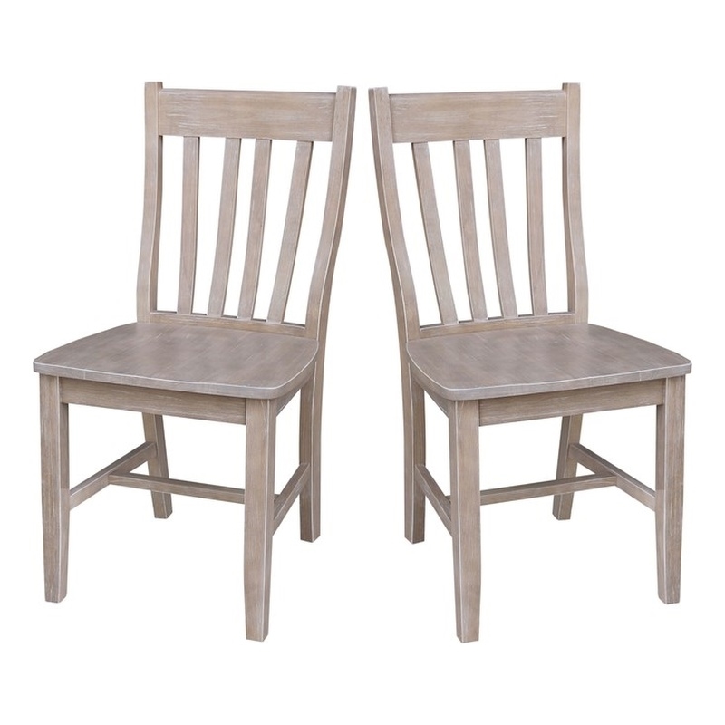 International Concepts Solid Wood Cafe Chairs in Washed Gray Taupe - Set of 2