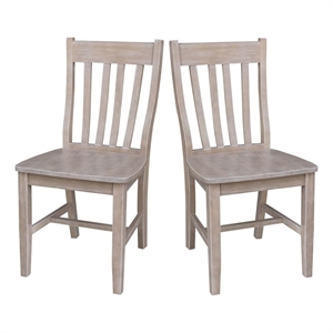 International Concepts Solid Wood Cafe Chairs in Washed Gray Taupe - Set of 2