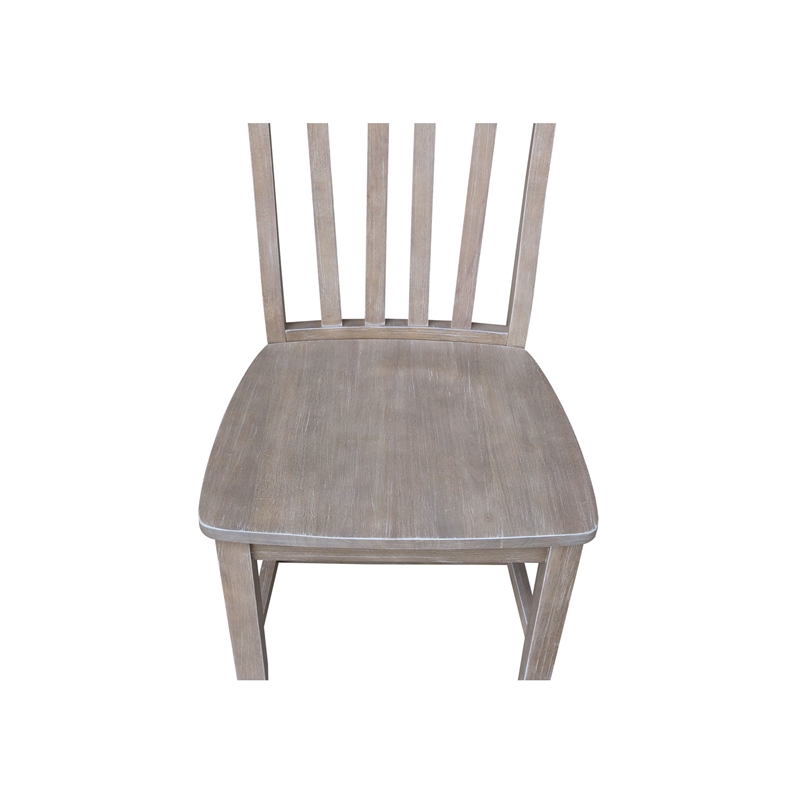 International Concepts Solid Wood Cafe Chairs in Washed Gray Taupe - Set of 2