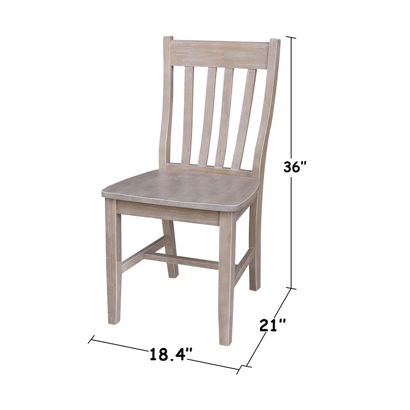 International Concepts Solid Wood Cafe Chairs in Washed Gray Taupe - Set of 2