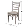 Set of Two Solid Wood Emily Side Chairs in Washed Gray Taupe