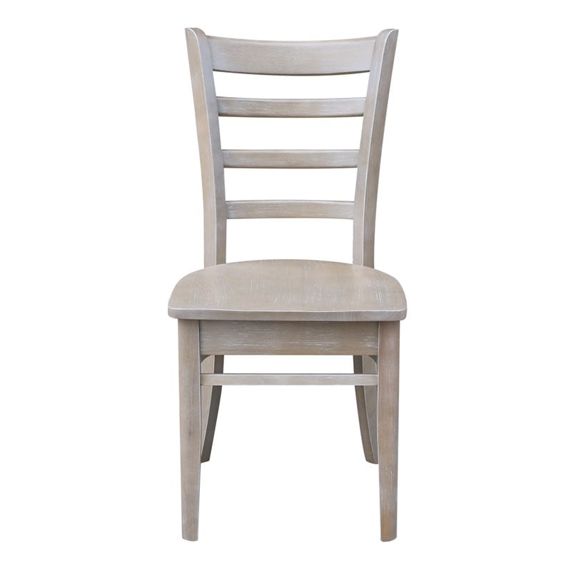 Set of Two Solid Wood Emily Side Chairs in Washed Gray Taupe