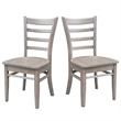 Set of Two Solid Wood Emily Side Chairs in Washed Gray Taupe