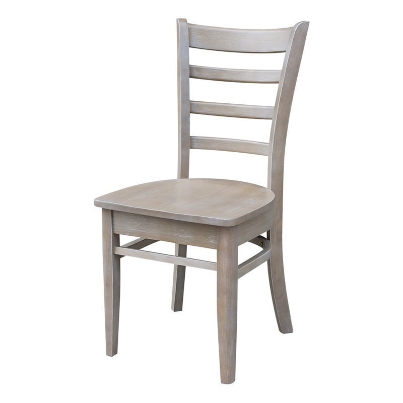 Set of Two Solid Wood Emily Side Chairs in Washed Gray Taupe