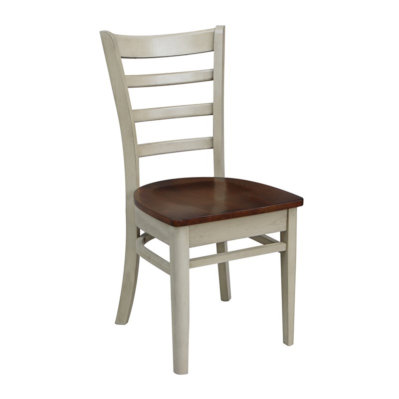 Set of Two Solid Wood Emily Side Chairs in Almond/Espresso