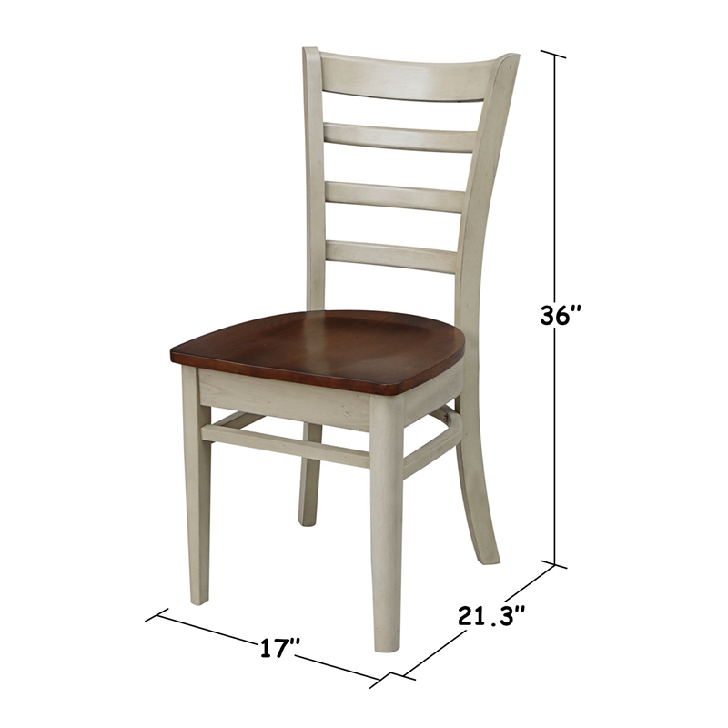 Set of Two Solid Wood Emily Side Chairs in Almond/Espresso