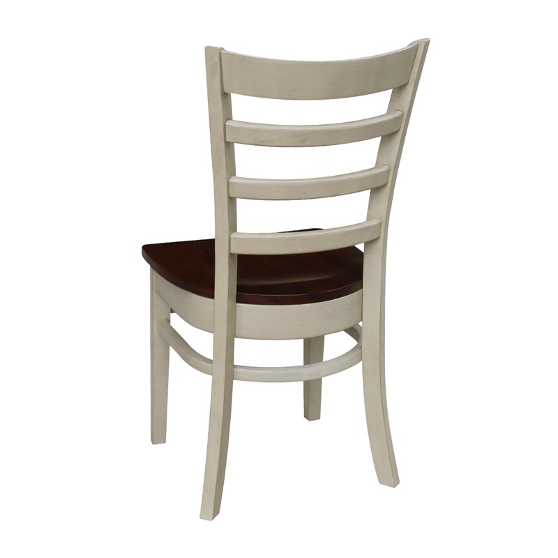 Set of Two Solid Wood Emily Side Chairs in Almond/Espresso