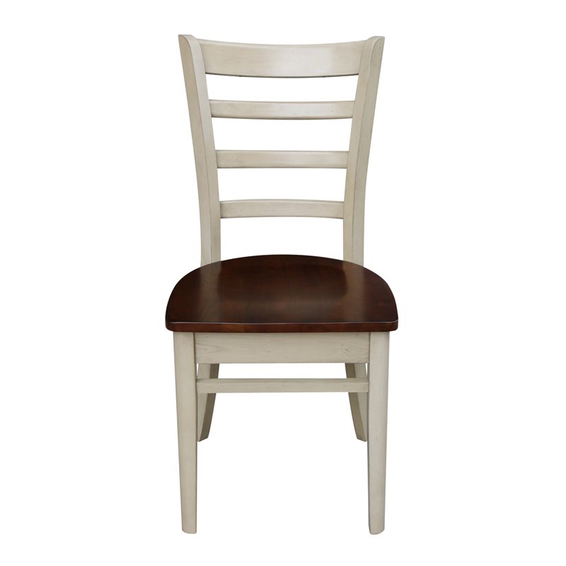 Set of Two Solid Wood Emily Side Chairs in Almond/Espresso