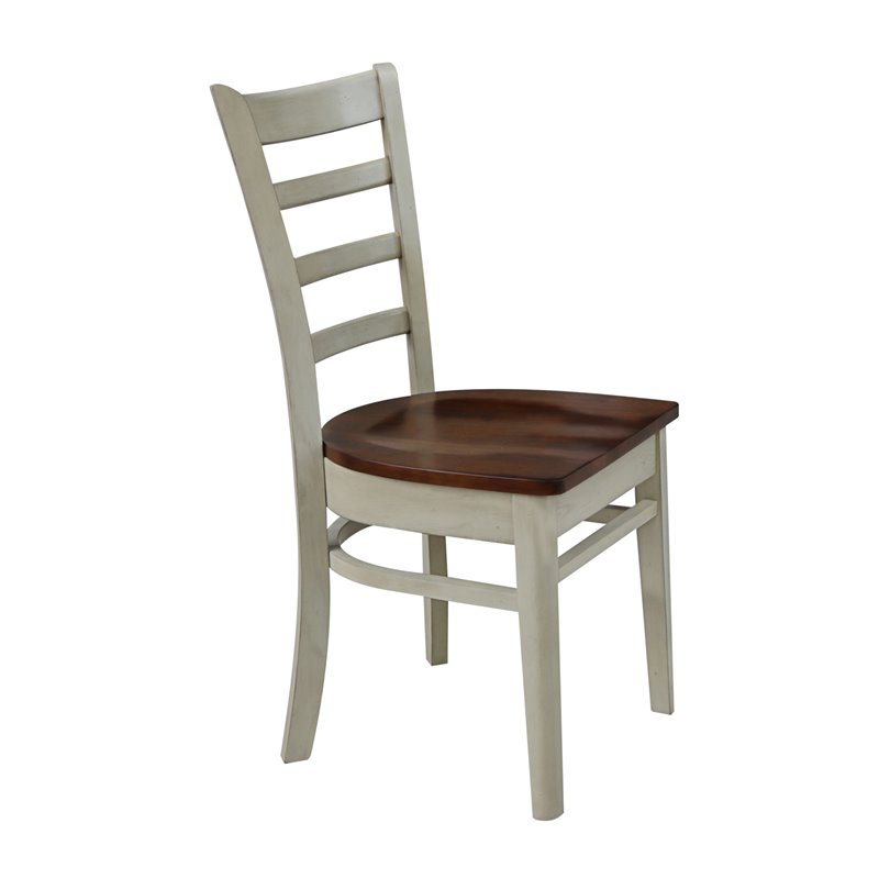 Set of Two Solid Wood Emily Side Chairs in Almond/Espresso