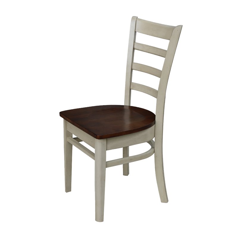 Set of Two Solid Wood Emily Side Chairs in Almond/Espresso