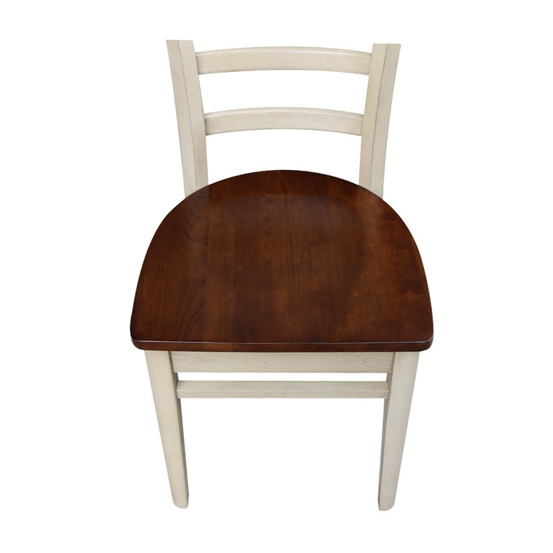 Set of Two Solid Wood Emily Side Chairs in Almond/Espresso