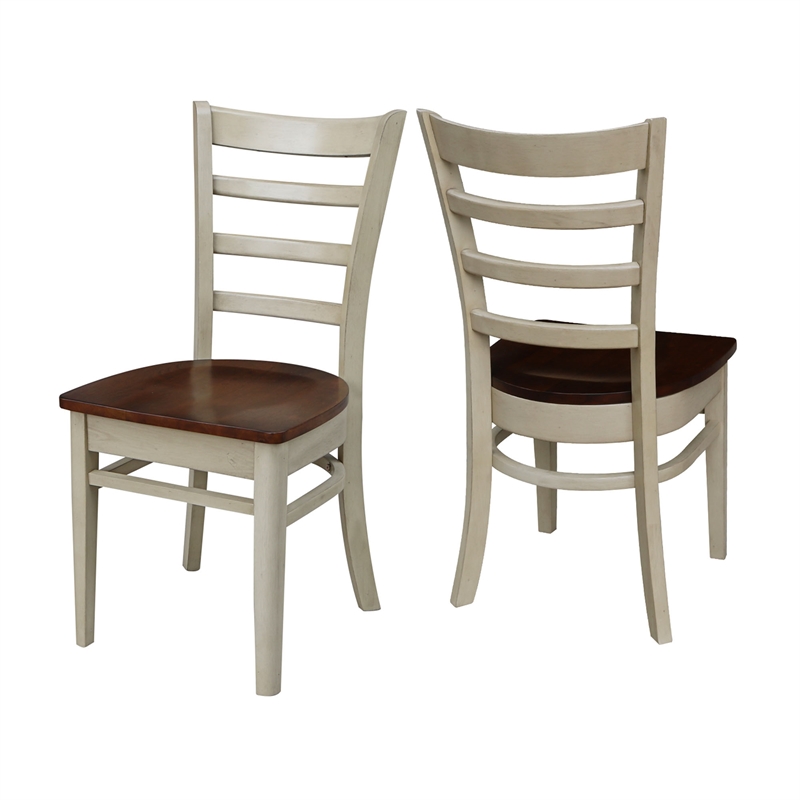 Set of Two Solid Wood Emily Side Chairs in Almond/Espresso