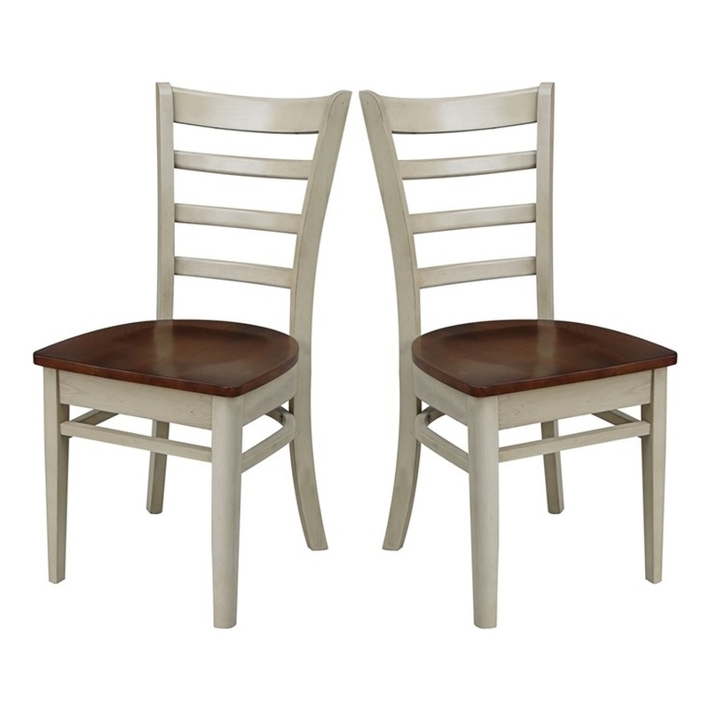 Set of Two Solid Wood Emily Side Chairs in Almond/Espresso