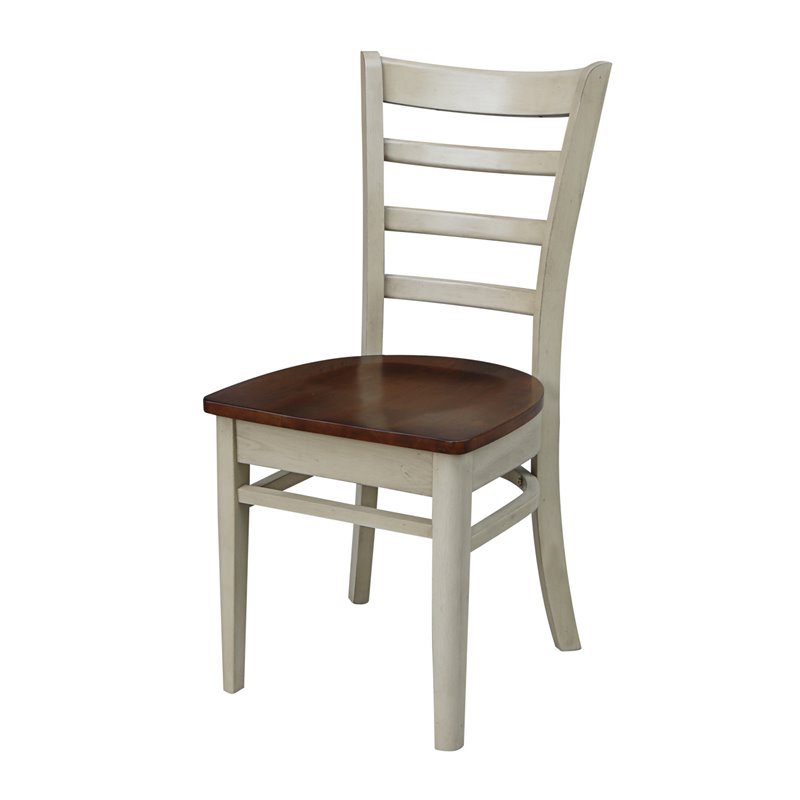 Set of Two Solid Wood Emily Side Chairs in Almond/Espresso