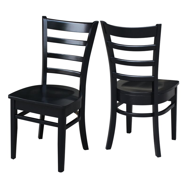 International Concepts Set of Two Solid Wood Emily Side Chairs in Black