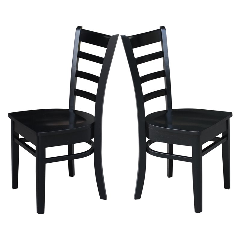 International Concepts Set of Two Solid Wood Emily Side Chairs in Black