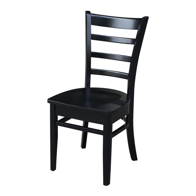 International Concepts Set of Two Solid Wood Emily Side Chairs in Black