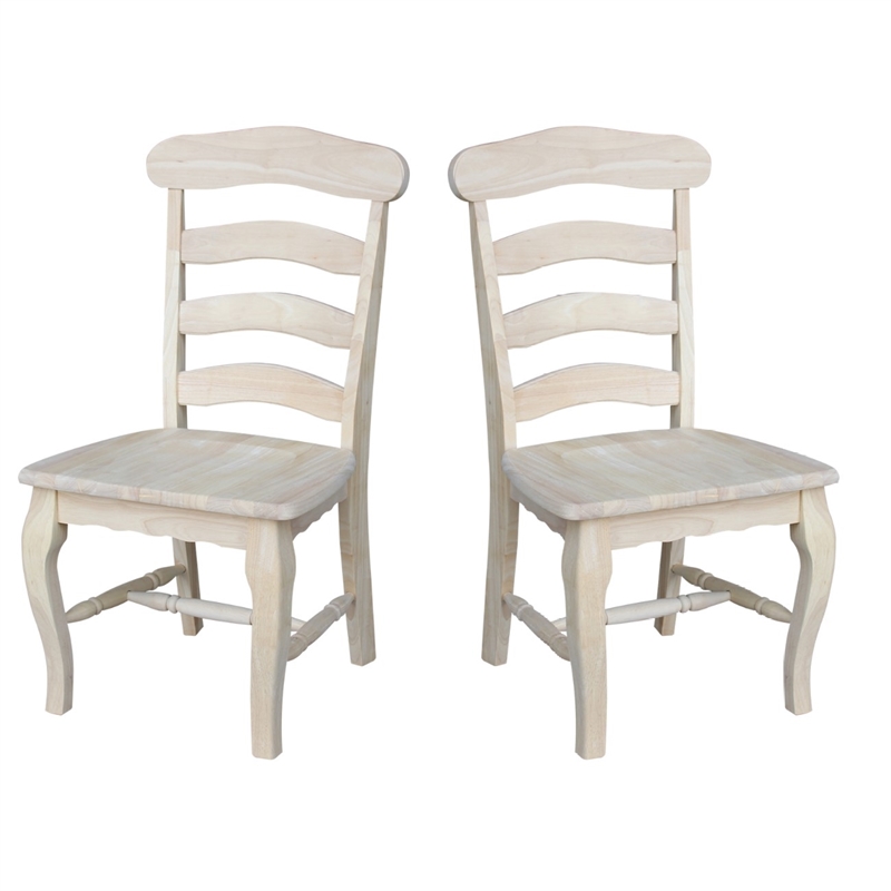 International Concepts Set of Two Country French Chairs with Solid Seats