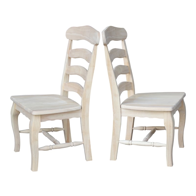 International Concepts Set of Two Country French Chairs with Solid Seats