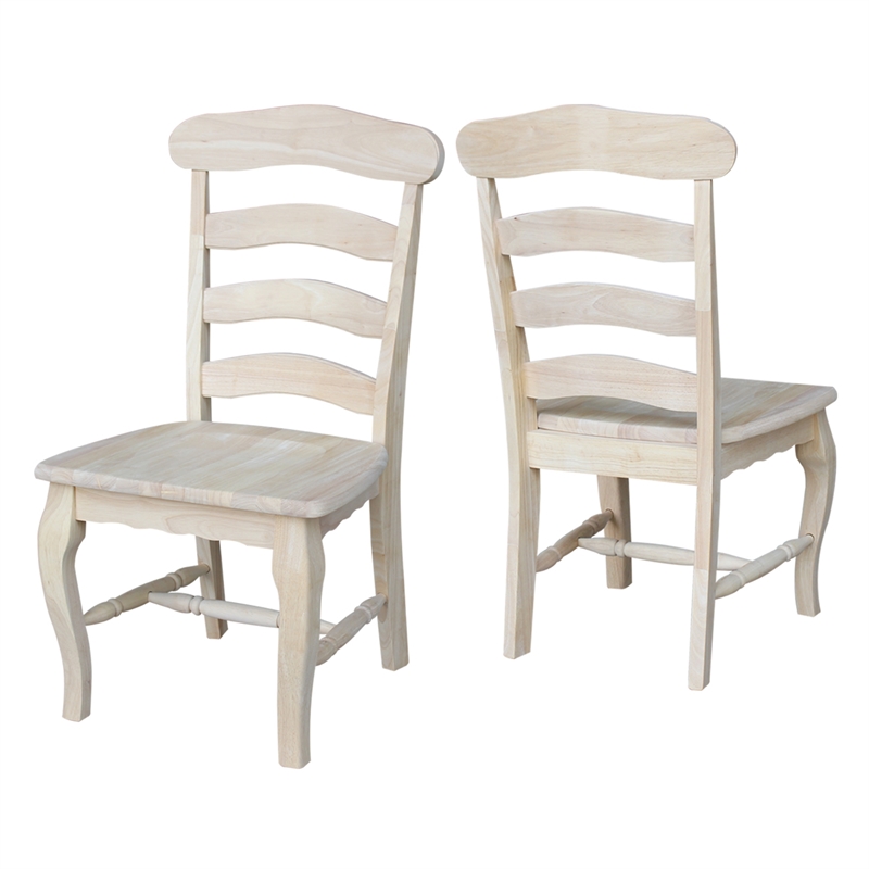International Concepts Set of Two Country French Chairs with Solid Seats