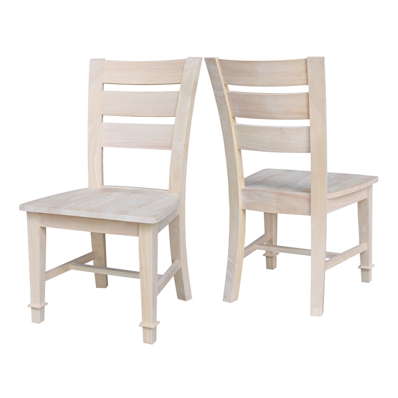International Concepts Set of Two Tuscany Solid Wood Dining Chairs in Unfinished
