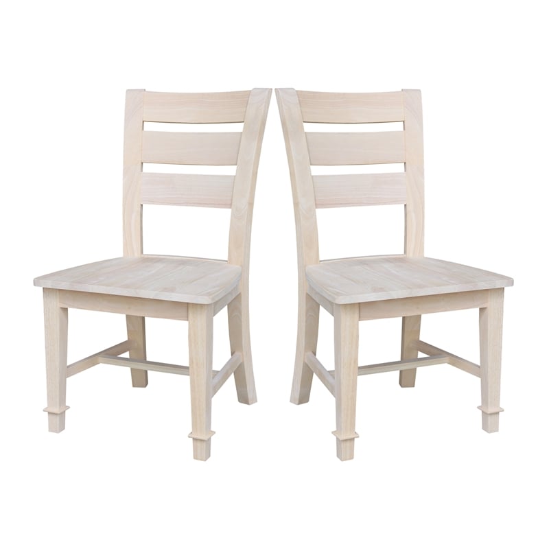 International Concepts Set of Two Tuscany Solid Wood Dining Chairs in Unfinished