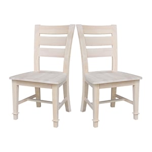 International Concepts Set of Two Tuscany Solid Wood Dining Chairs in Unfinished